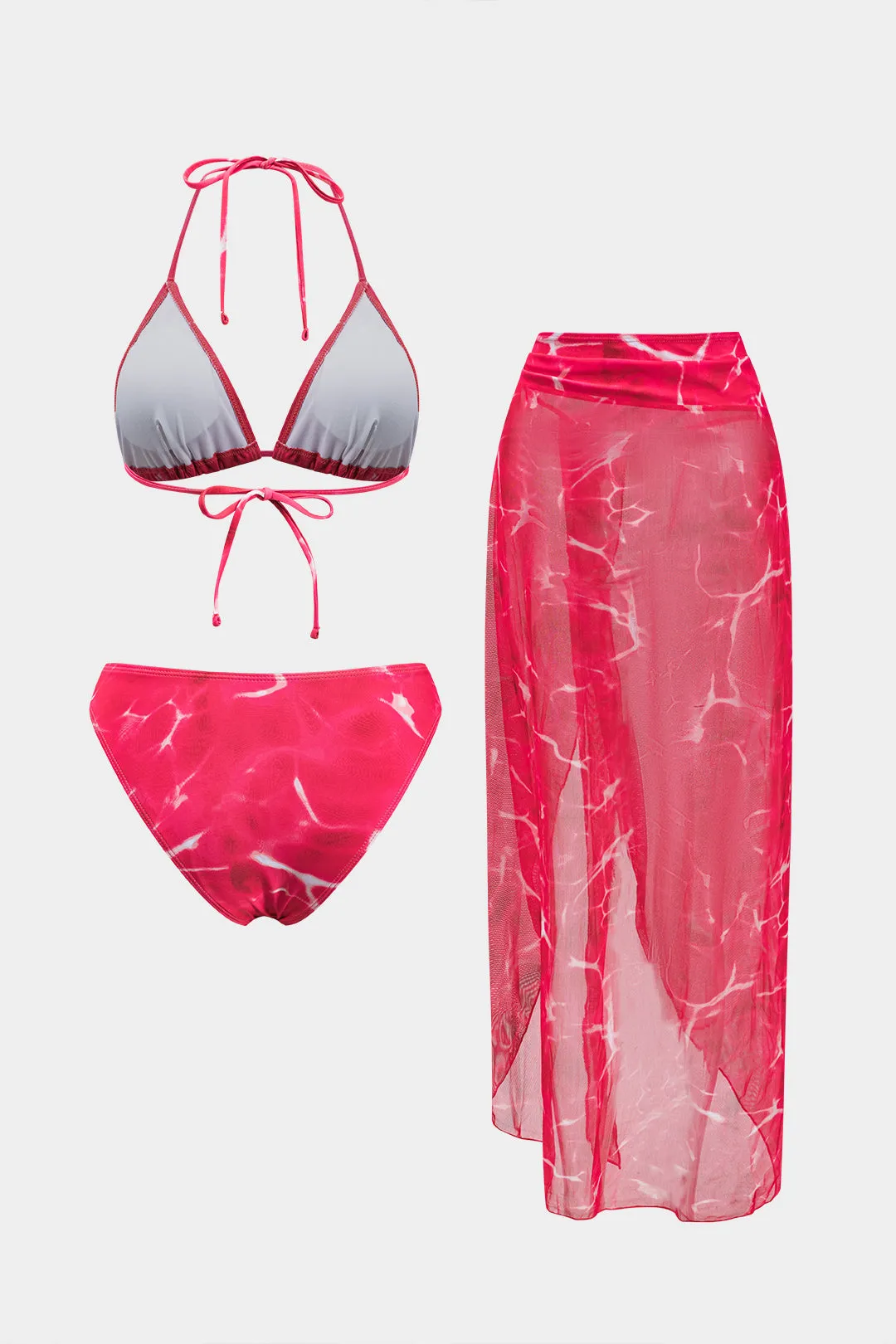 Tie Dye Print Mesh Tie-Up Bikini Set sold by Micas product image thumbnail 2