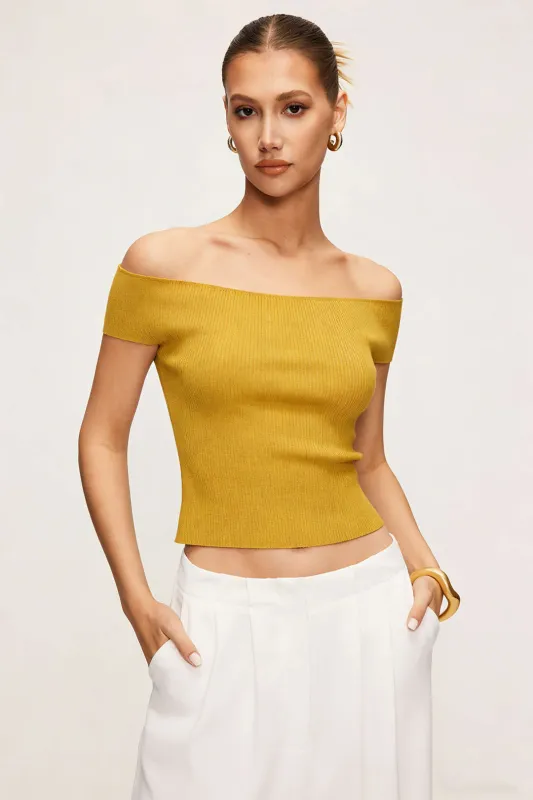 Knit Off Shoulder Short Sleeve Top sold by Micas