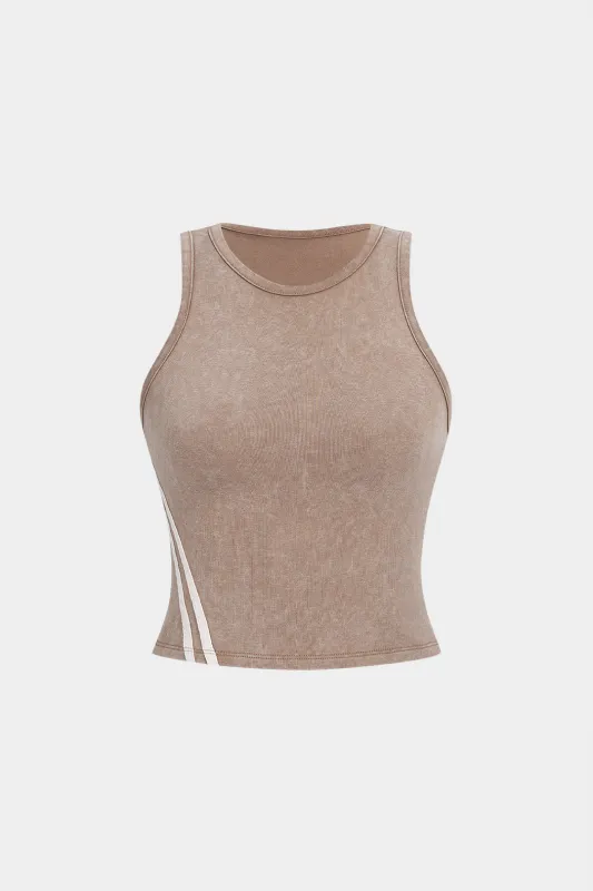 Striped Round Neck Tank Top sold by Micas