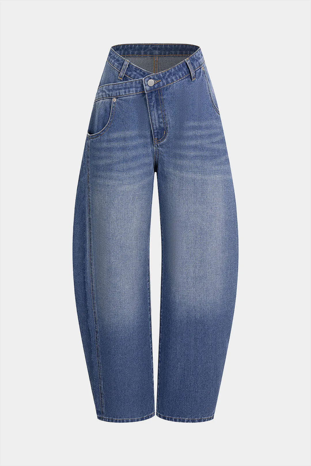 Denim Asymmetrical Pocket Jeans sold by Micas