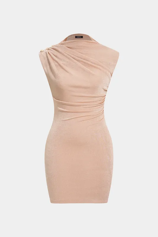 Asymmetrical Ruched Sleeveless Mini Dress made by Micas