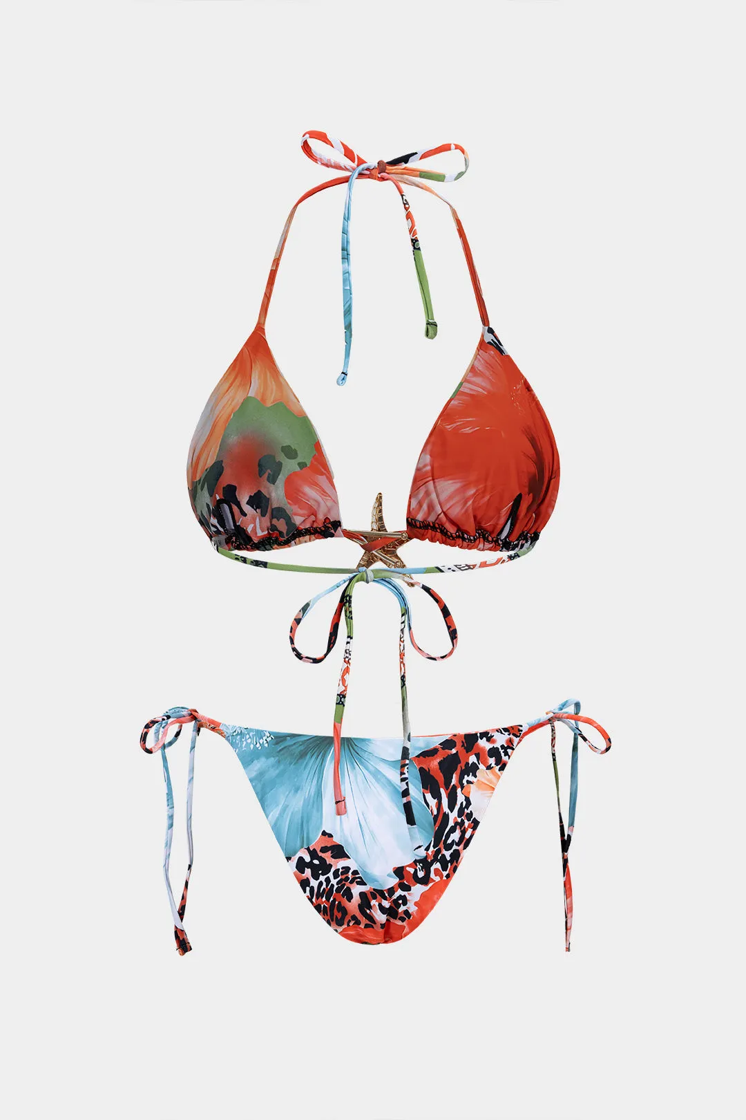 Tropical Print Metallic Tie-Up Bikini Set sold by Micas product image thumbnail 2