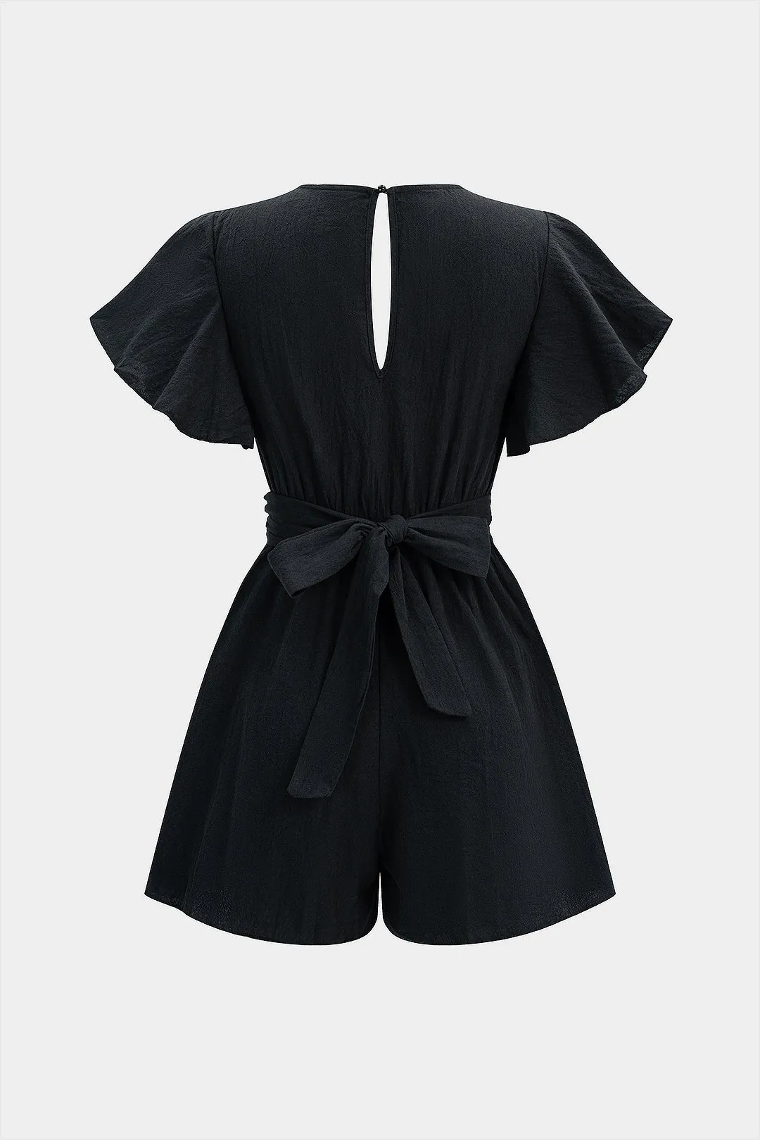 V-Neck Ruched Tie-Up Short Sleeve Romper sold by Micas product image thumbnail 2