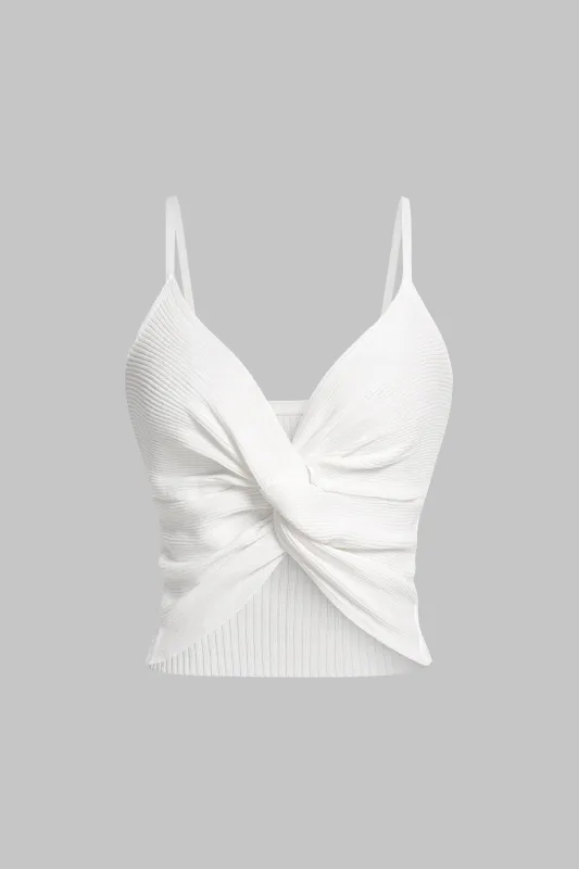 Knit V-Neck Twist Knot Cami Top made by Micas