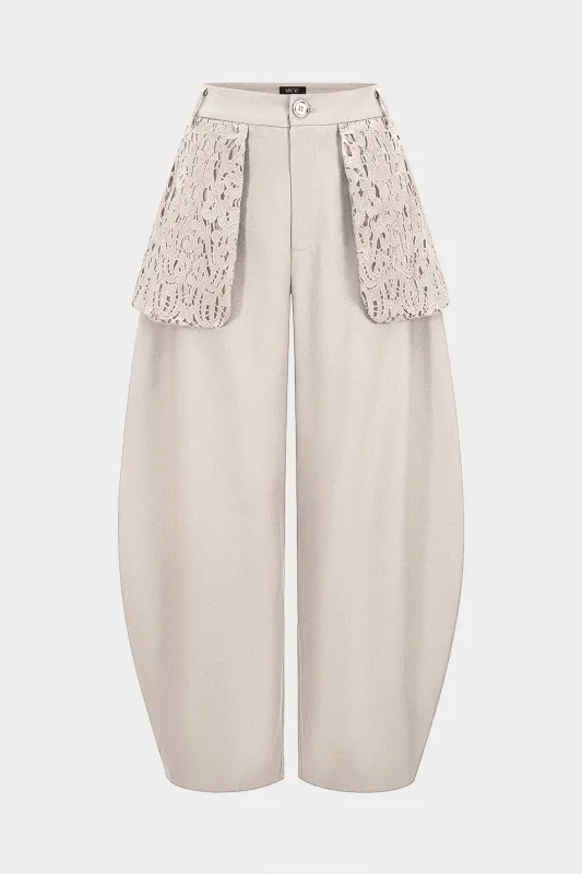 Linen Patchwork Wide Leg Pants sold by Micas