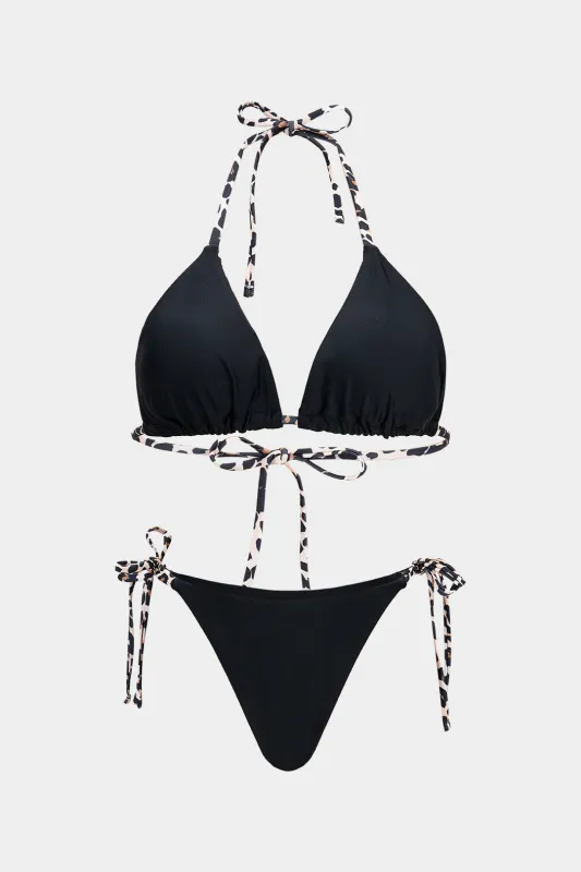 Leopard Print Tie-Up Bikini Set made by Micas