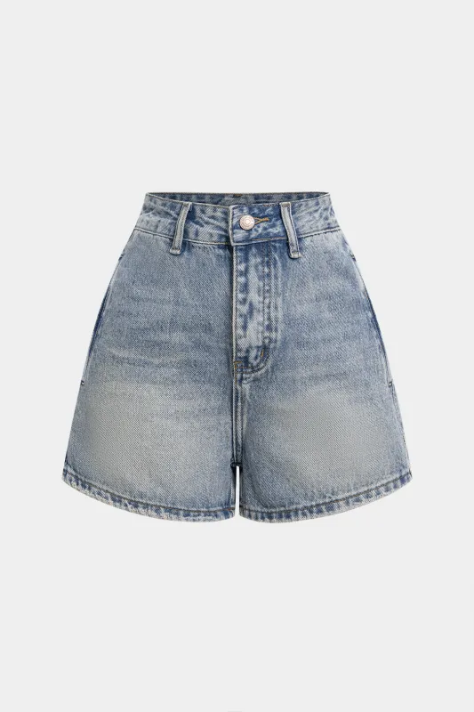 Denim Button Shorts made by Micas