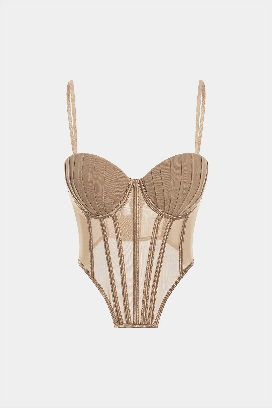 Mesh Patchwork Corset Cami Top sold by Micas