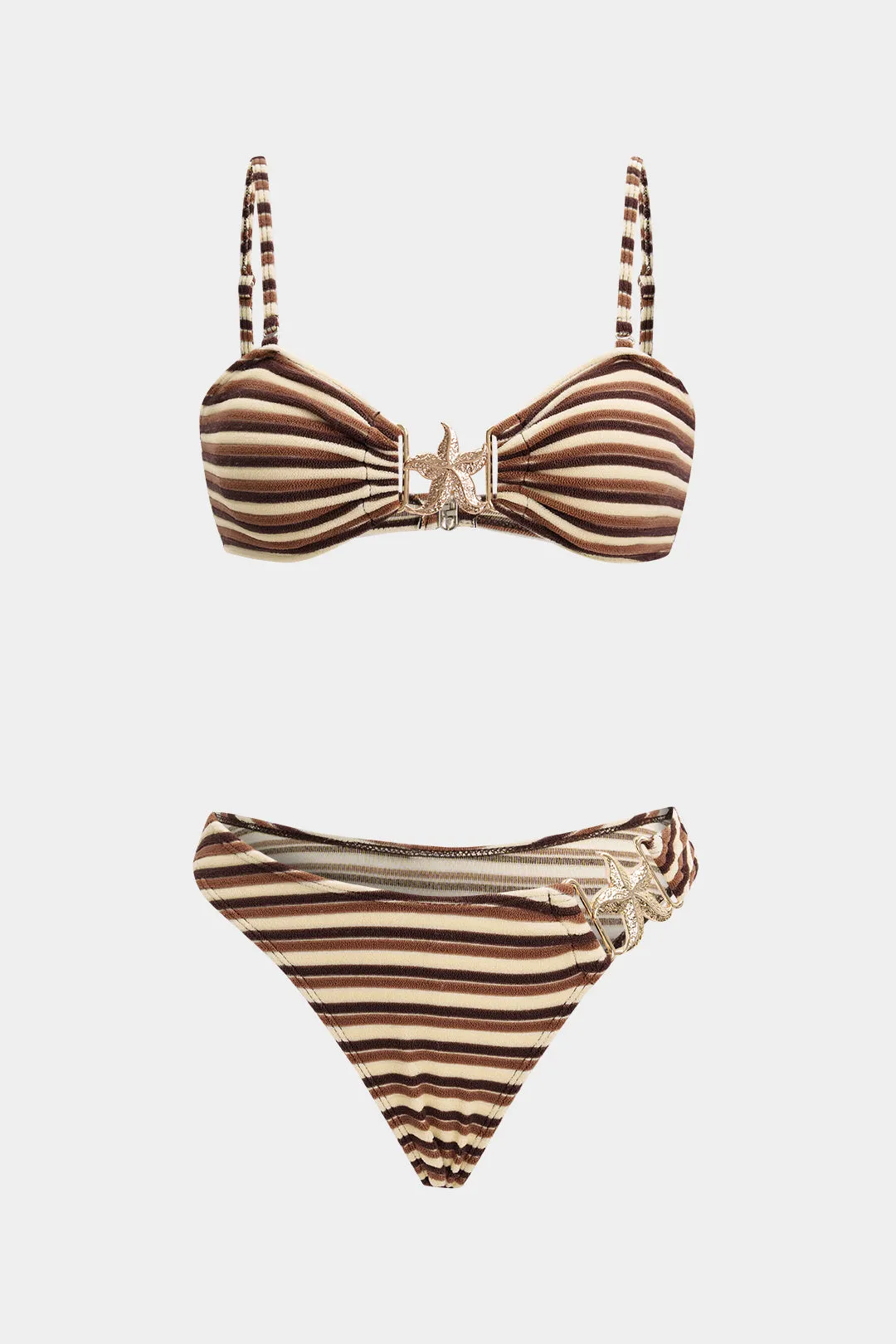 Stripes Print Metallic Bikini Set sold by Micas