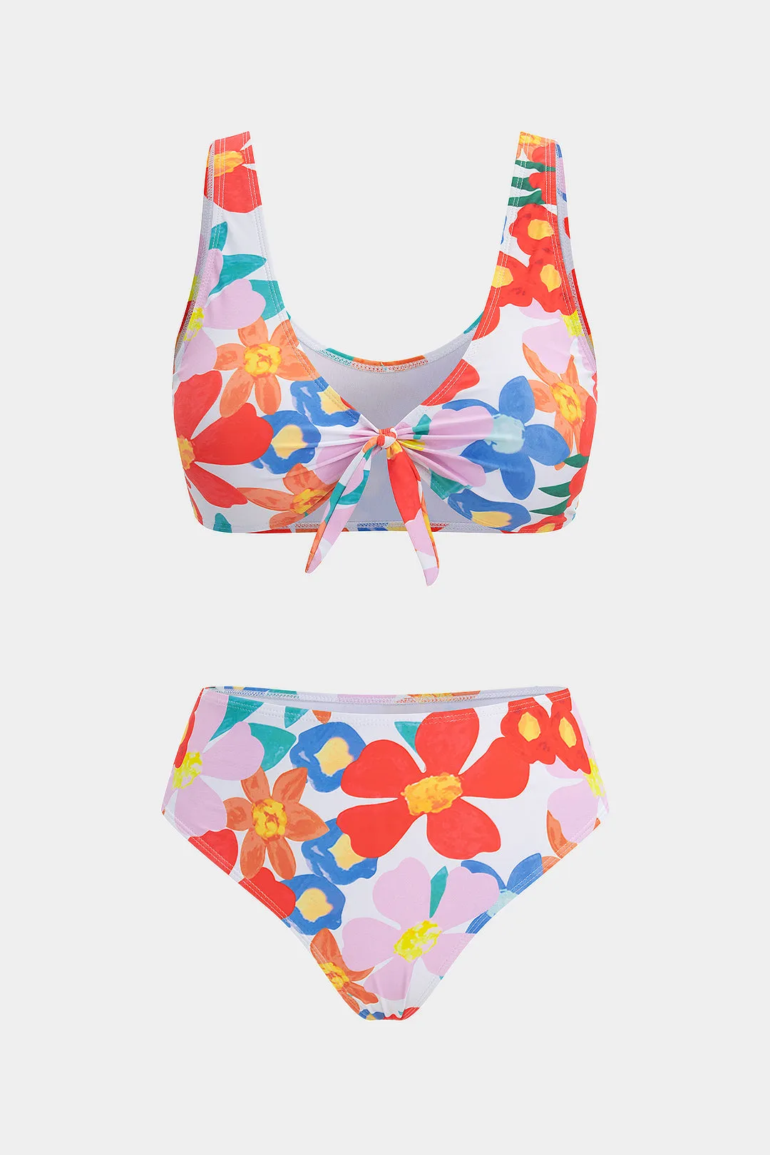 Plus Size Floral Print Tie Front Bikini Set sold by Micas