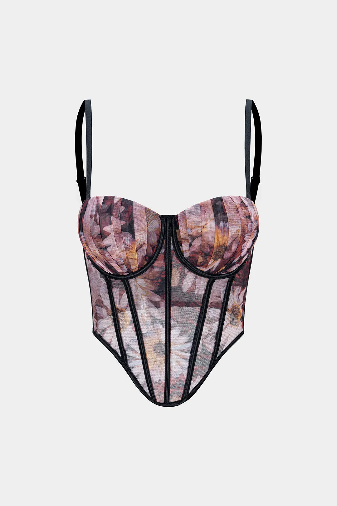 Flral Print Mesh Corset Cami Top sold by Micas