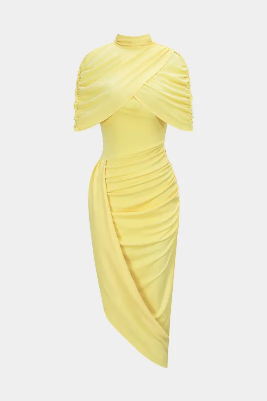 Mesh Mock Neck Cover Up And Asymmetrical Sleevelss Dress made by Micas