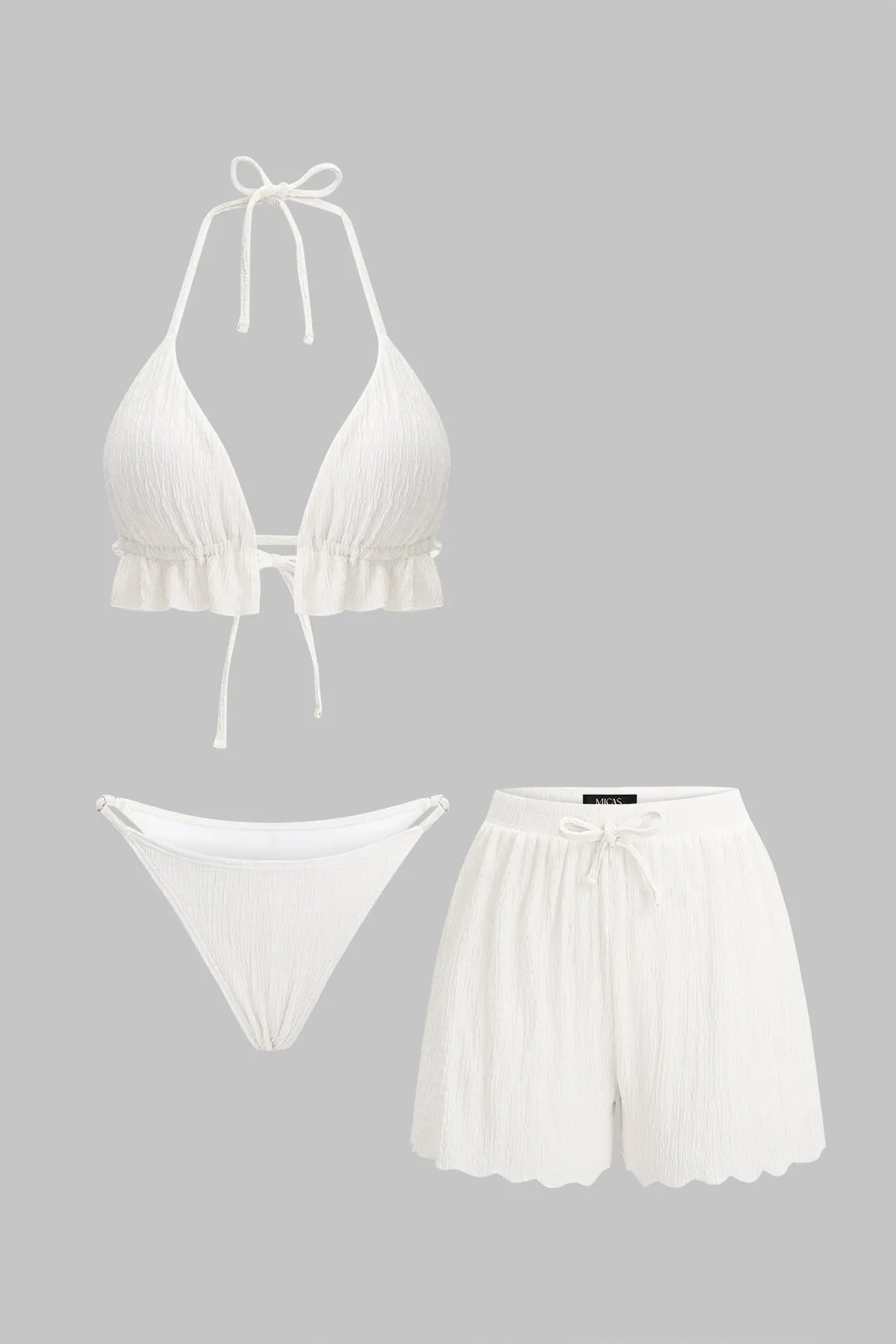 Textured Halter Neck Tie-Up Bikini Set sold by Micas product image thumbnail 2