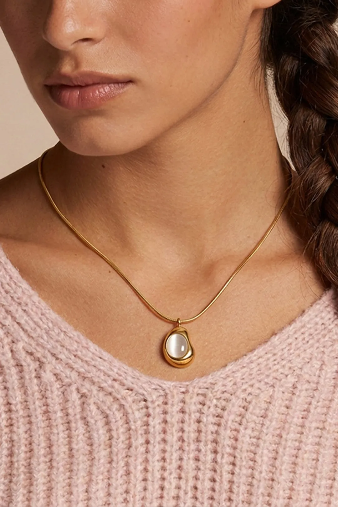 Cat's Eye Geometric Pendant Necklace sold by Micas