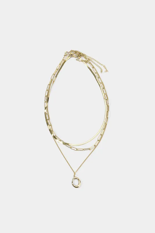 Alloy Oval Layered Necklace made by Micas