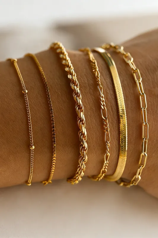 Bohemian Alloy geometric Chain Bracelets made by Micas