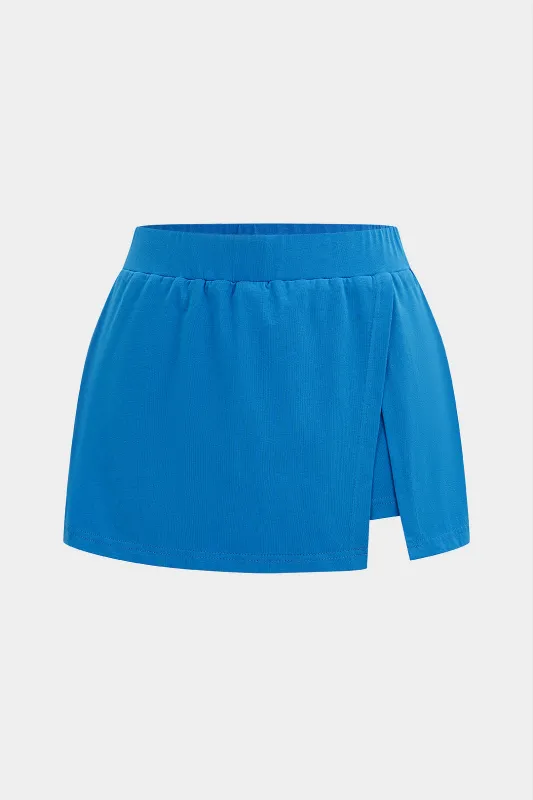 Asymmetrical Split Low Waist Skirt made by Micas