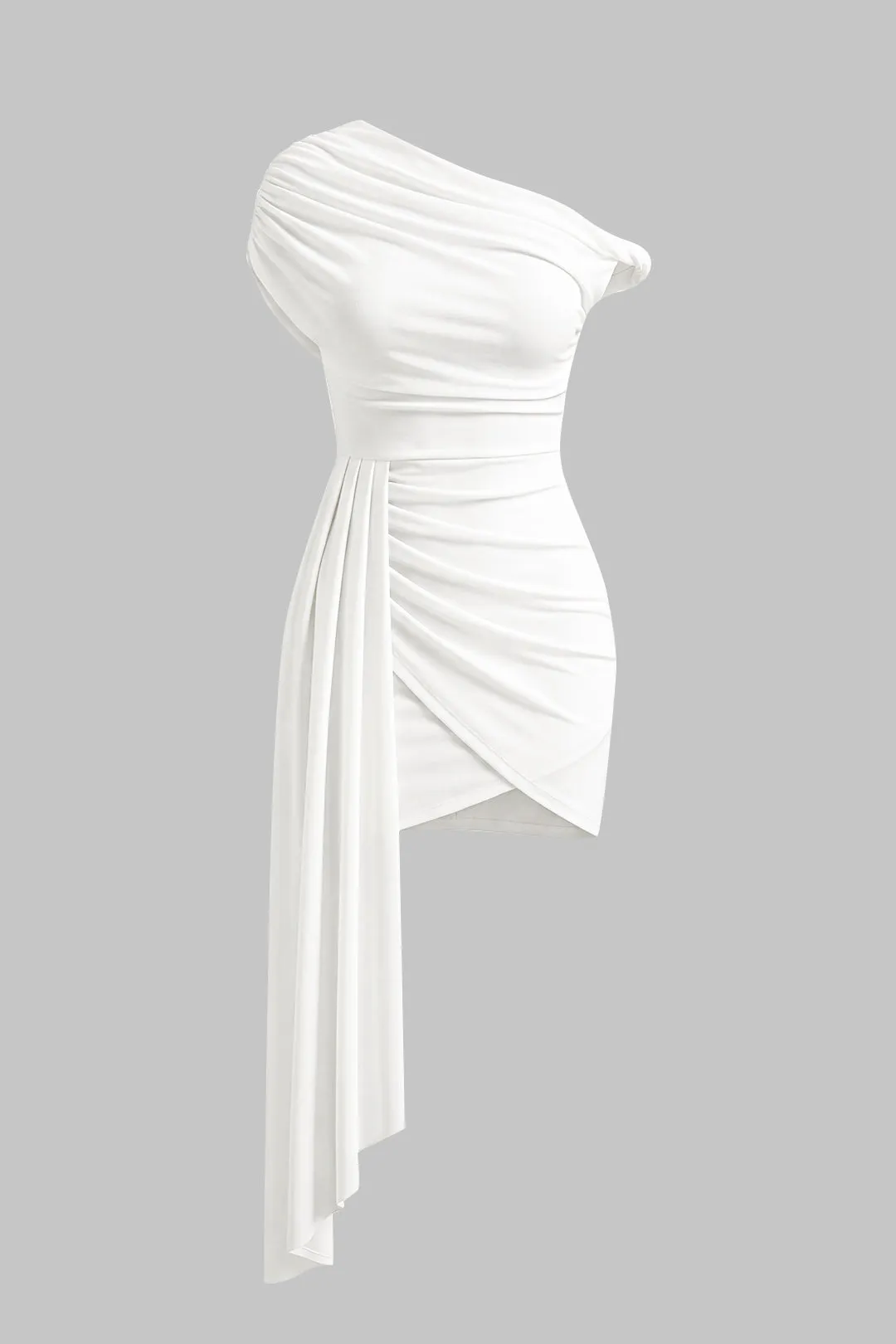 One Shoulder Asymmetrical Ruched Sleeveless Mini Dress sold by Micas