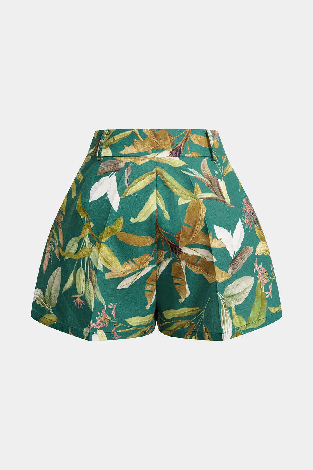 Leaves Print High Waist Wide Leg Shorts sold by Micas product image thumbnail 2
