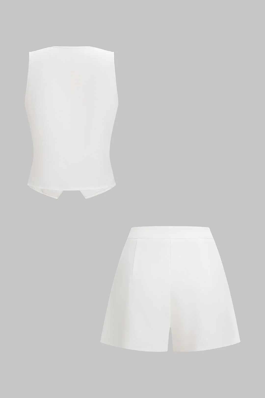 V-Neck Metallic Button Vest And Wide Leg Shorts Set sold by Micas product image thumbnail 2