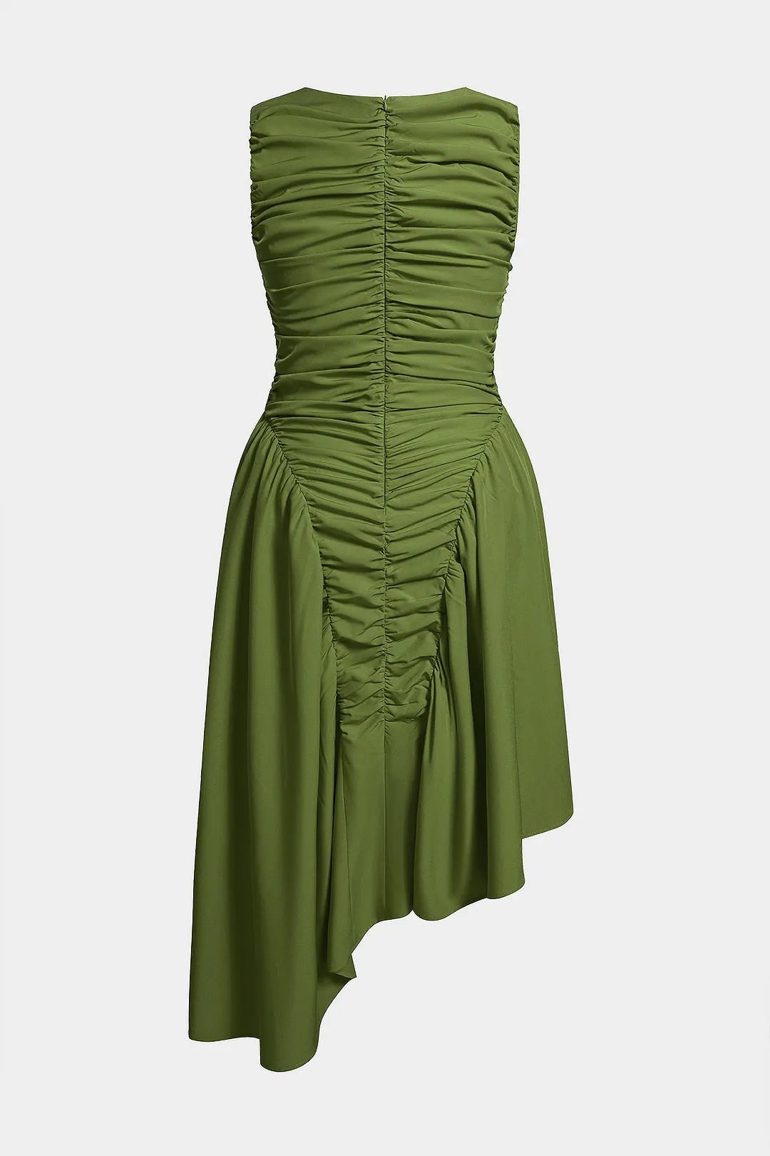 Plus Size Asymmetrical Hem Ruched Sleeveless Midi Dress sold by Micas product image thumbnail 2