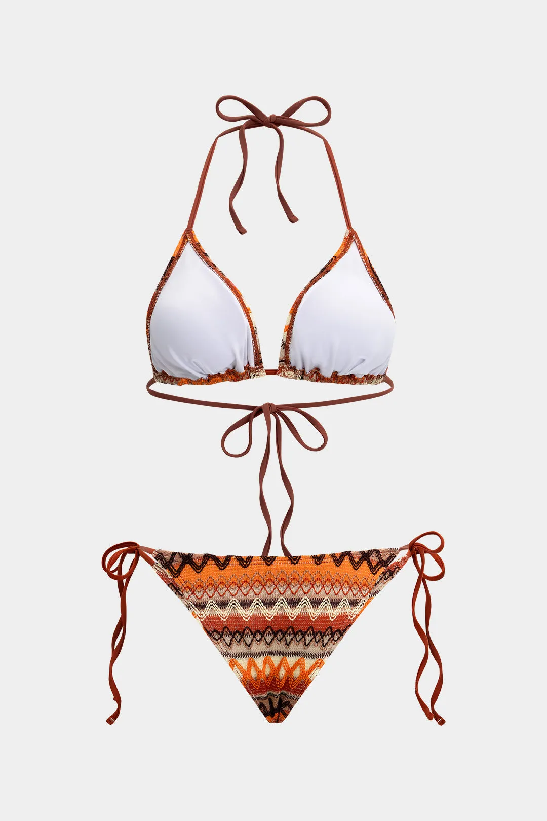 Stripes Print Halter Neck Tie-Up Bikini Set sold by Micas product image thumbnail 2