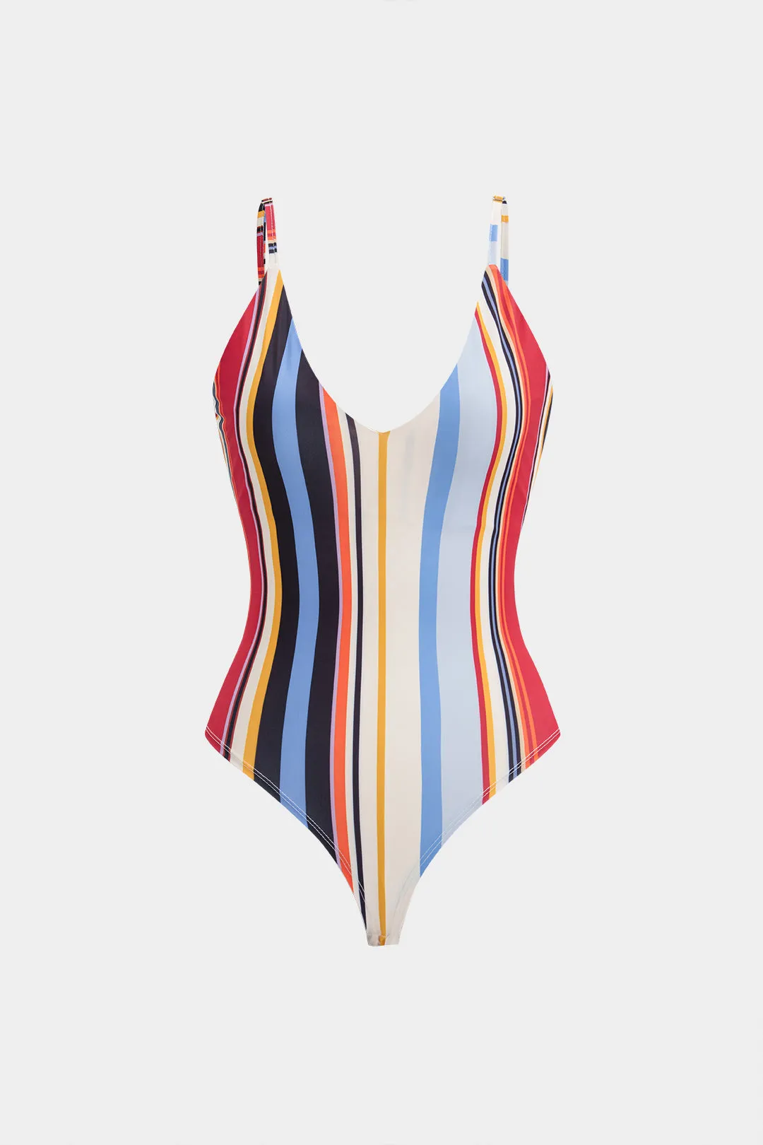Stripe Print V-Neck Backless Sleeveless Bodysuit sold by Micas product image thumbnail 4