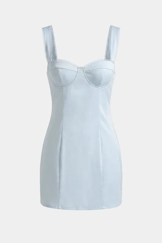 Square Neck Bustier Hollow Out Sleeveless Mini Dress made by Micas