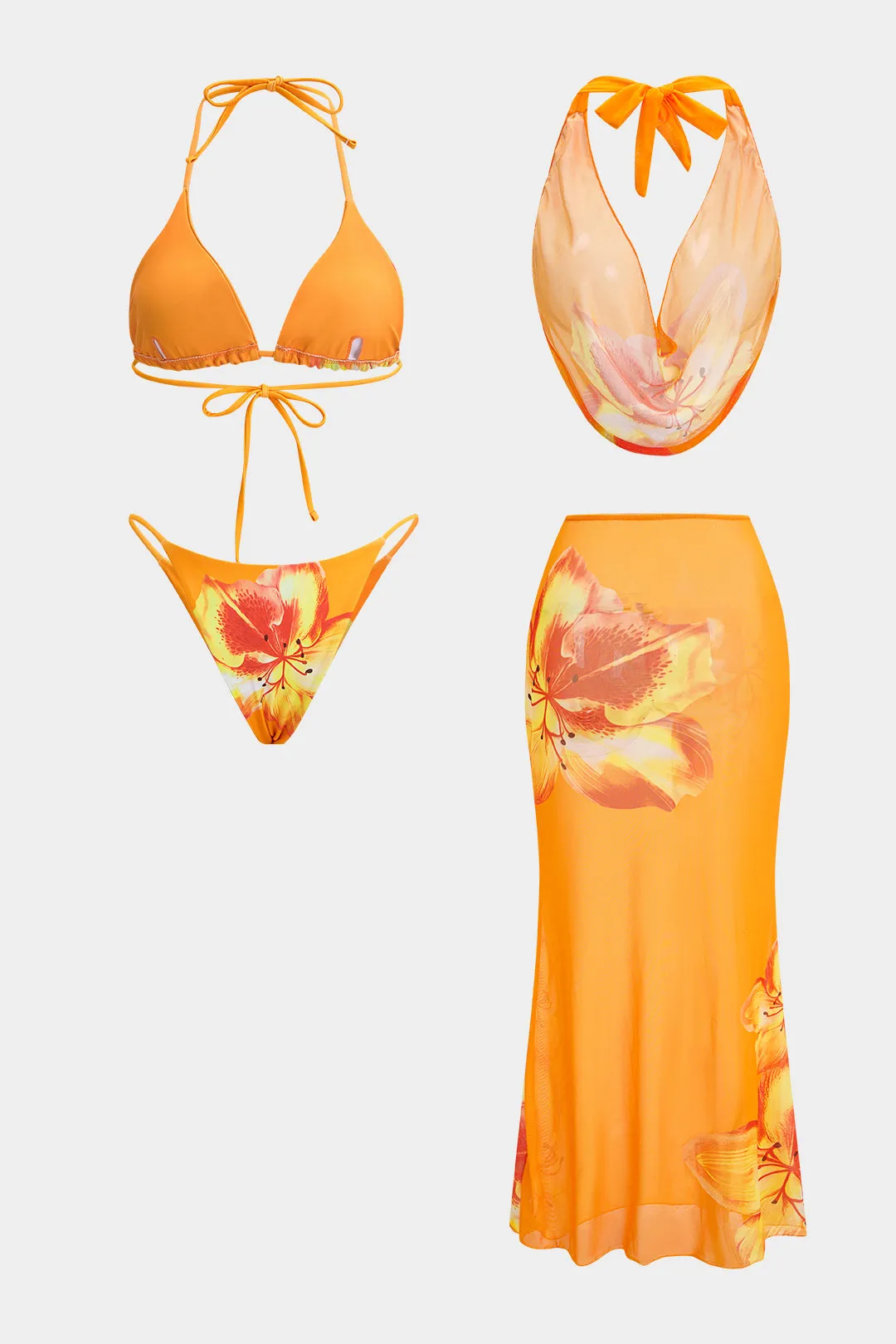 Floral Print Mesh Tie-Up Bikini Set sold by Micas product image thumbnail 2