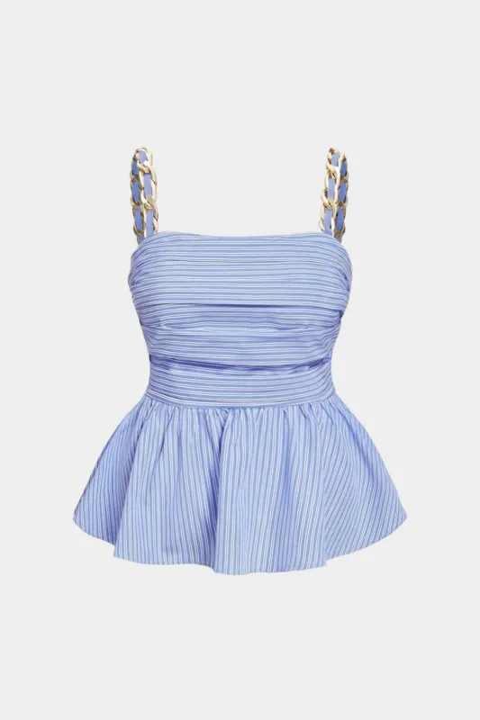 Plus Size Stripes Print Metallic Chain Shirred Ruched Cami Top made by Micas