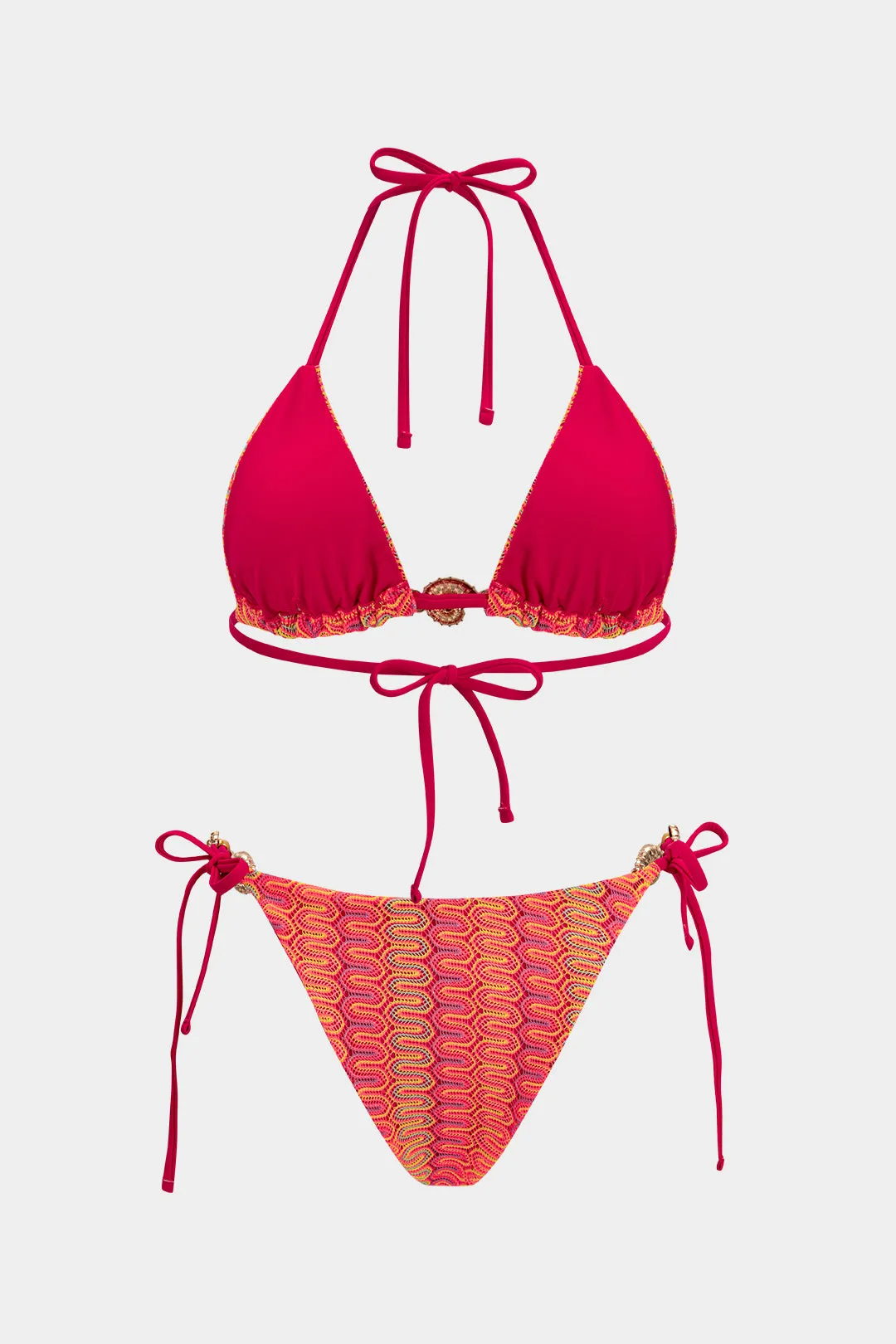 Geometric Print Metallic Tie-Up Bikini Set sold by Micas product image thumbnail 2