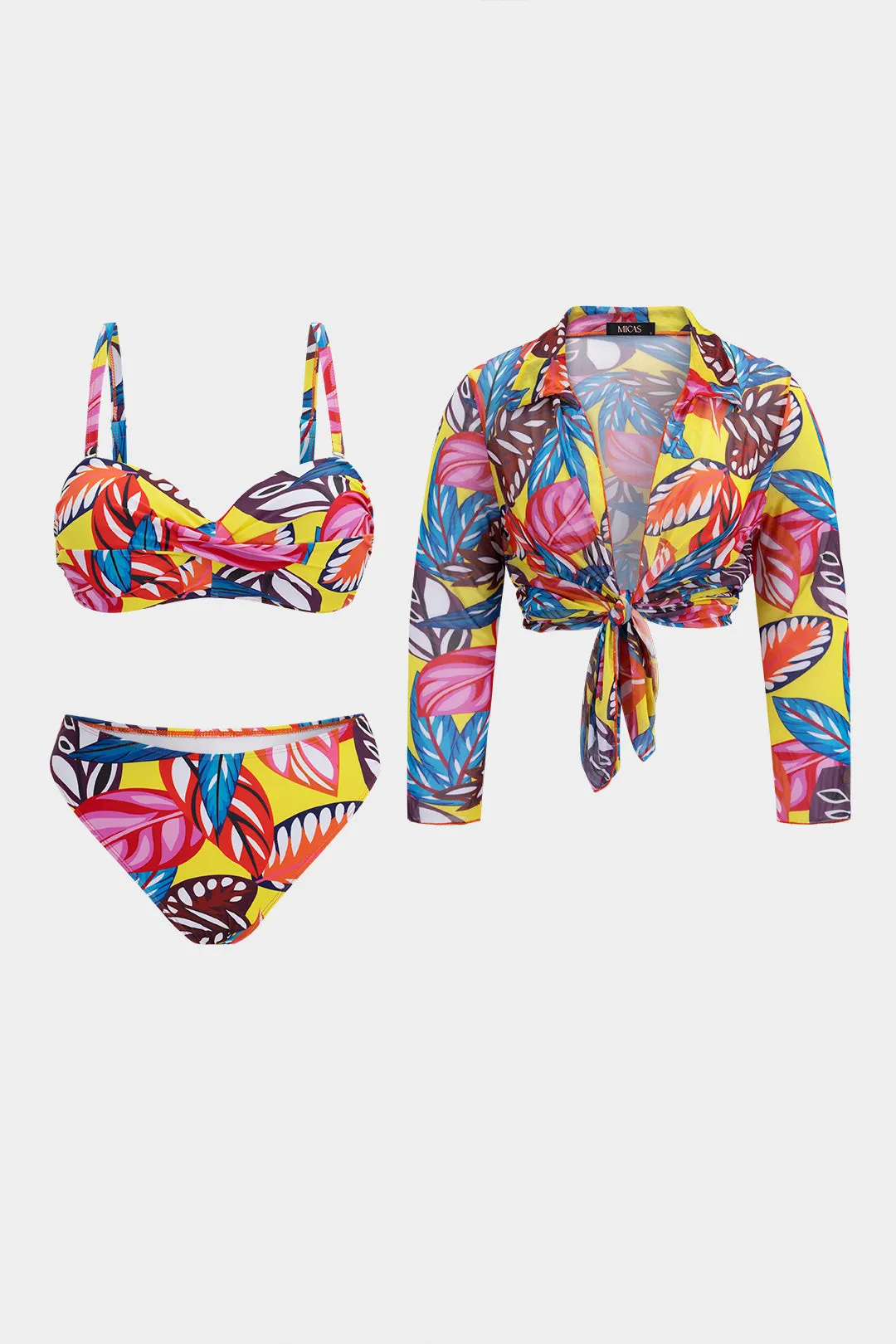 Plus Size Leaves Print Bikini Set sold by Micas