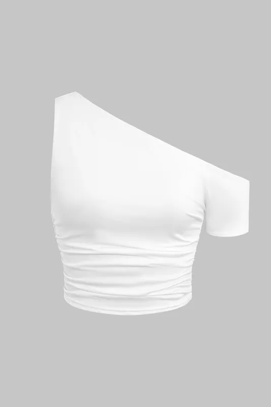 Solid One Shoulder Asymmetrical T-Shirt made by Micas