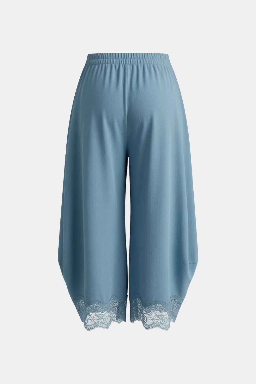 Patchwork Lace Trim Shirred Waistband Tie-Up Pants sold by Micas product image thumbnail 2