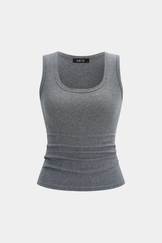 Solid Round Neck Tank Top made by Micas