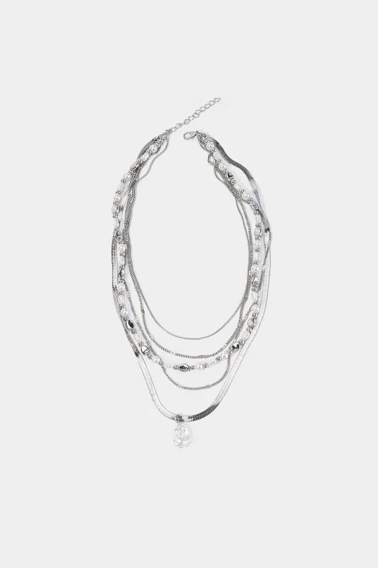 Pearl Chain Layered Necklace made by Micas