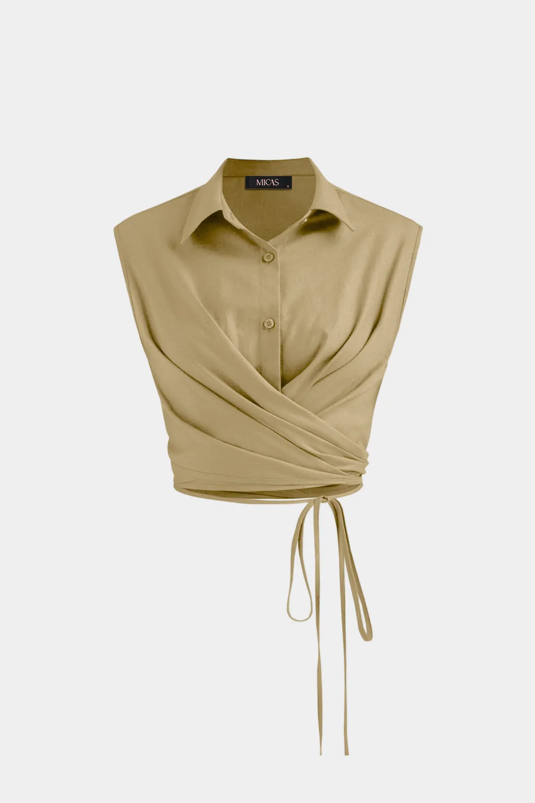 Button Crossed Tie-Up Tank Top sold by Micas