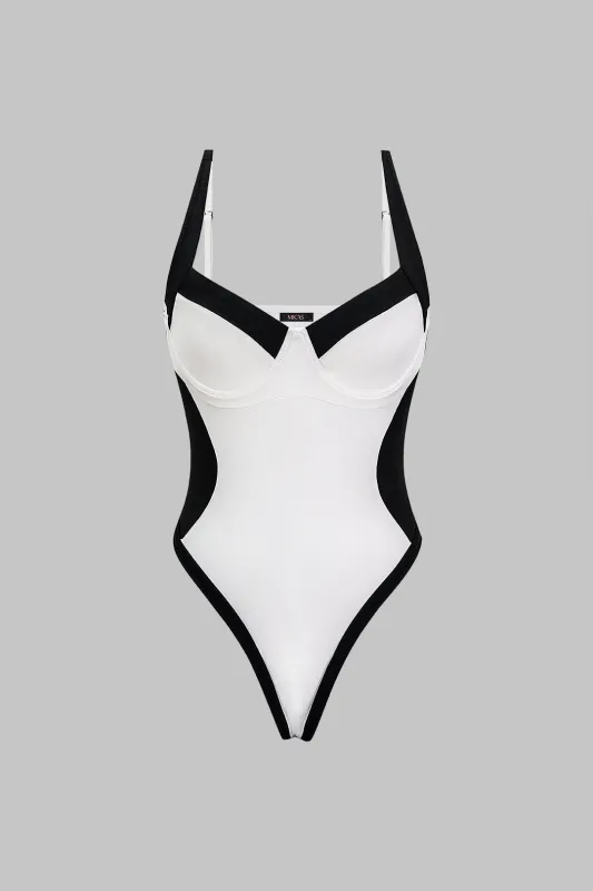 Contrast Sleeveless Bodysuit made by Micas
