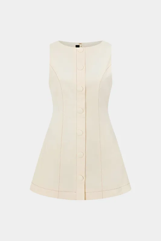 Round Neck Button Sleeveless Mini Dress made by Micas