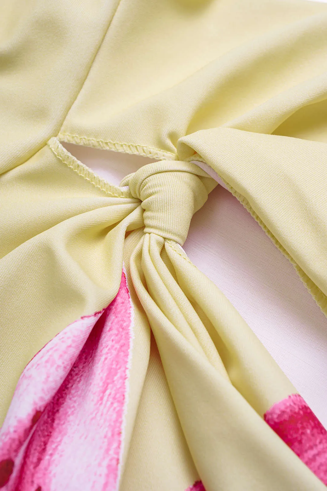 Floral Print V-Neck Crossed Tie-Up Backelss Bikini Set sold by Micas product image thumbnail 3