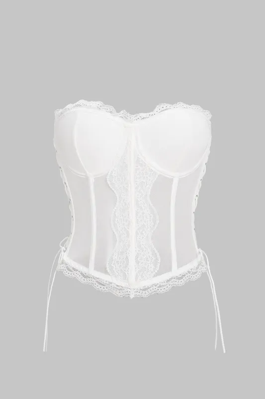 Lace Crossed Tie-Up Corset Tube Top made by Micas