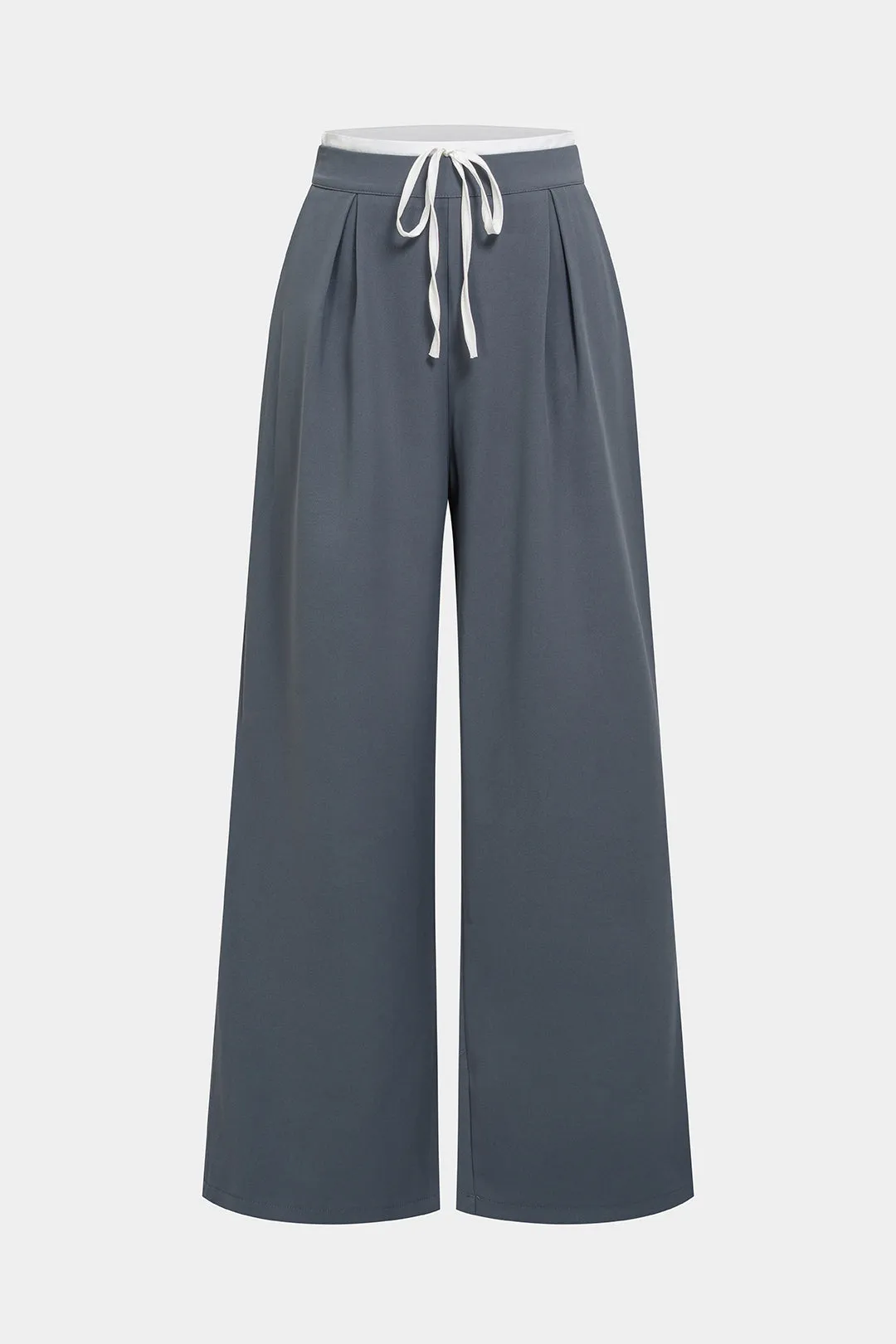 Contrast Double Waistband Drawstring Wide Leg Pants sold by Micas