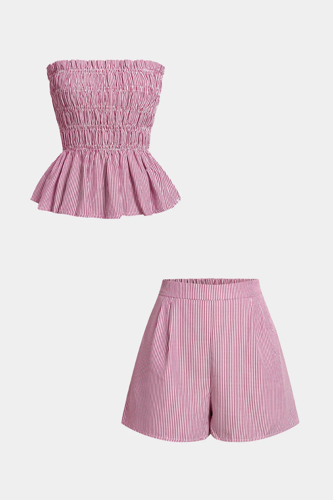 Stripes Print Scallop Edge Tube Top And Shorts Set sold by Micas product image thumbnail 3