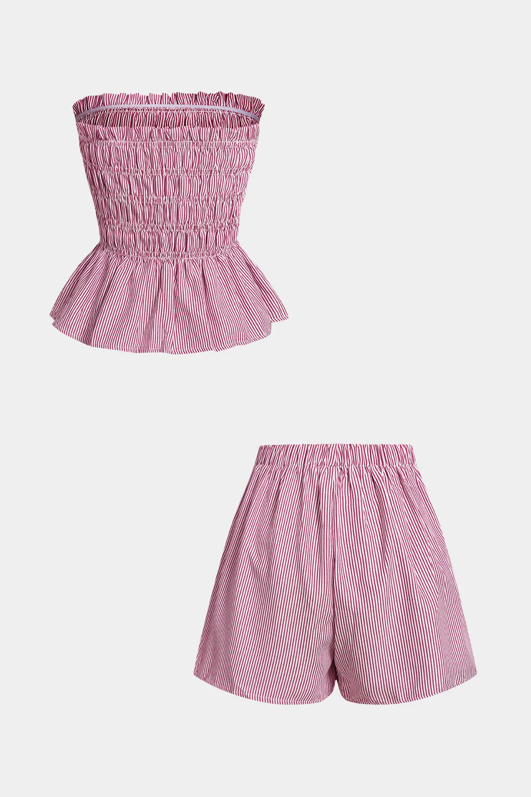 Stripes Print Scallop Edge Tube Top And Shorts Set sold by Micas product image thumbnail 4