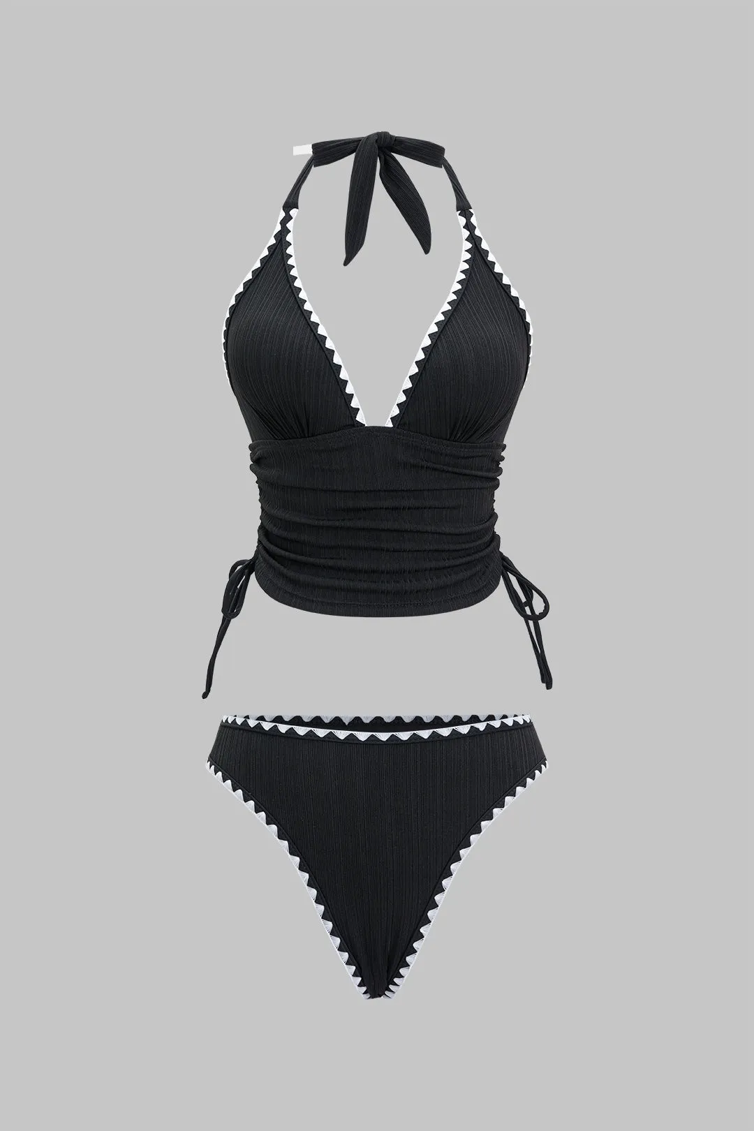 Contrast Binding Halter Neck V-Neck Bikini Set sold by Micas product image thumbnail 2