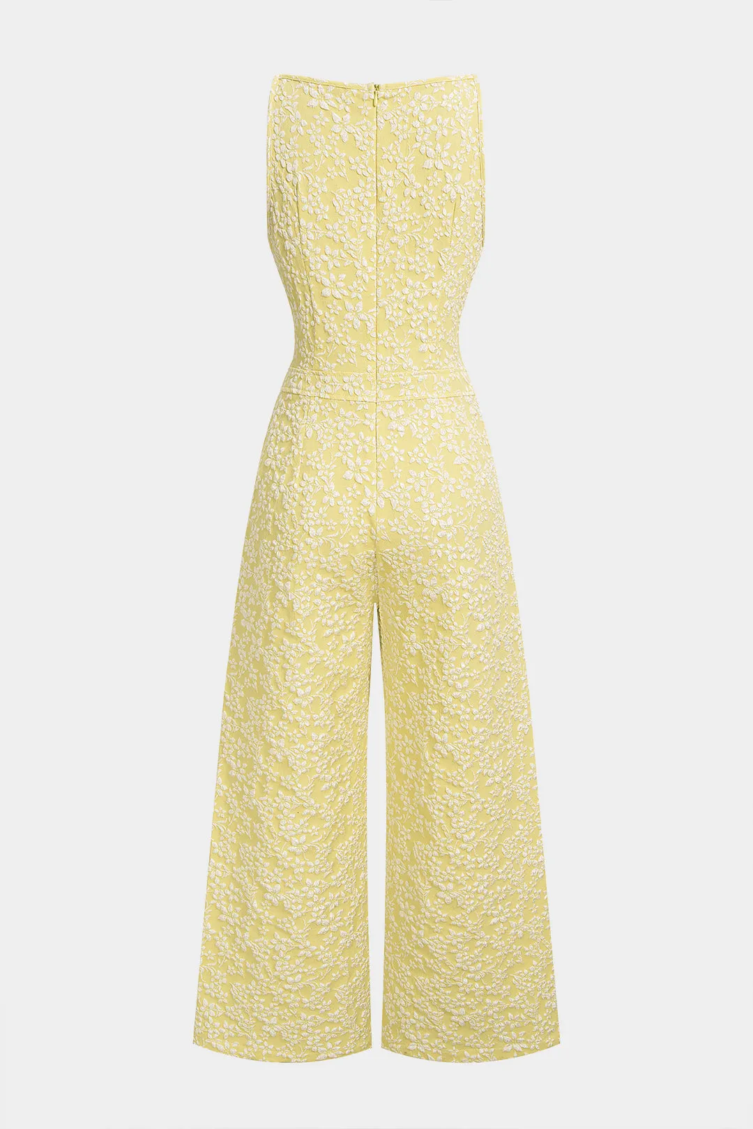 Foral Textured Round Neck Bow Sleeveless Jumpsuit sold by Micas product image thumbnail 5