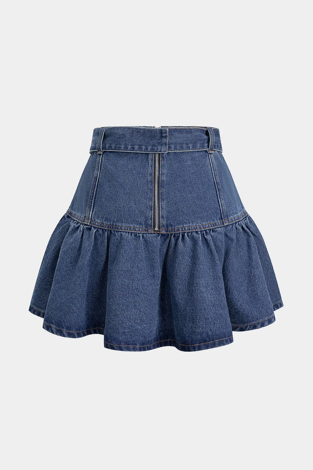 Denim Belted Button Ruched Skirt sold by Micas product image thumbnail 3