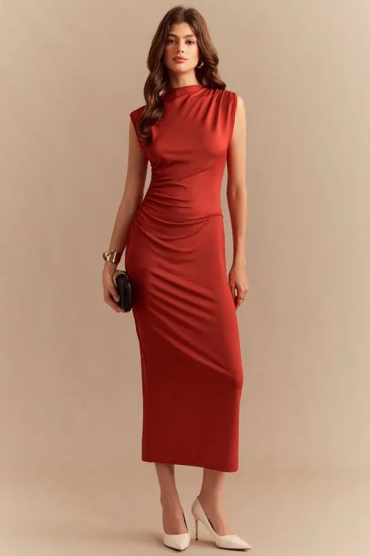 Ruched Sleeveless Midi Dress made by Micas