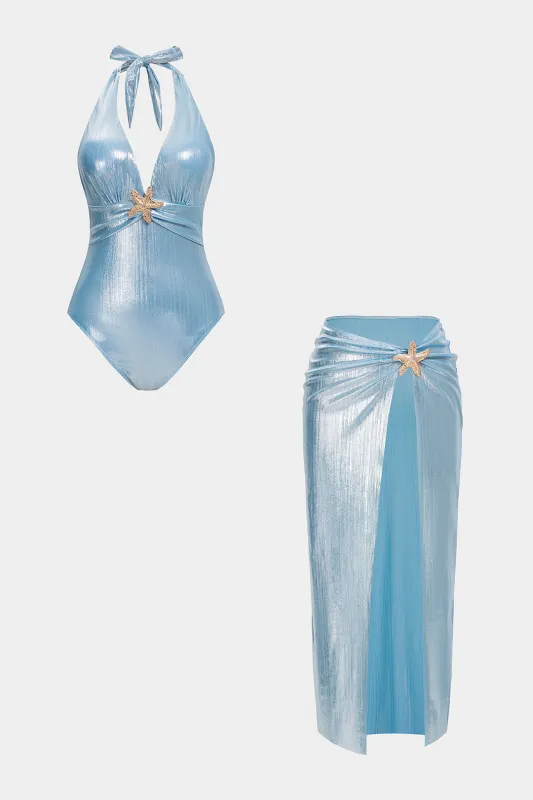 Halter Neck V-Neck Tie-Up Backless Bikini Set made by Micas