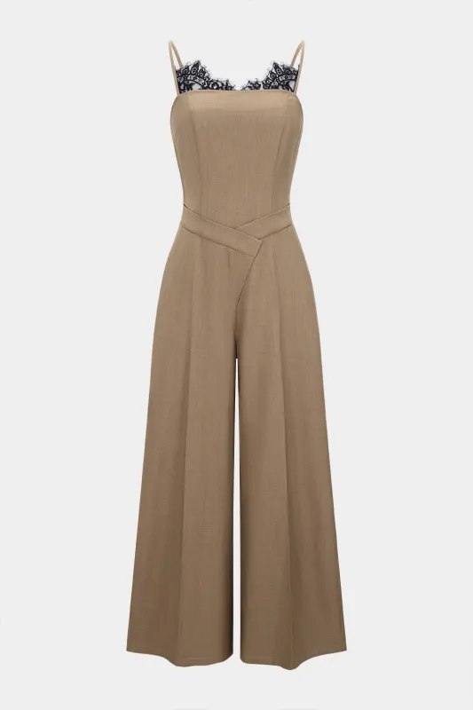 Lace Patchwork Asymmetrical Sleeveless Jumpsuit made by Micas